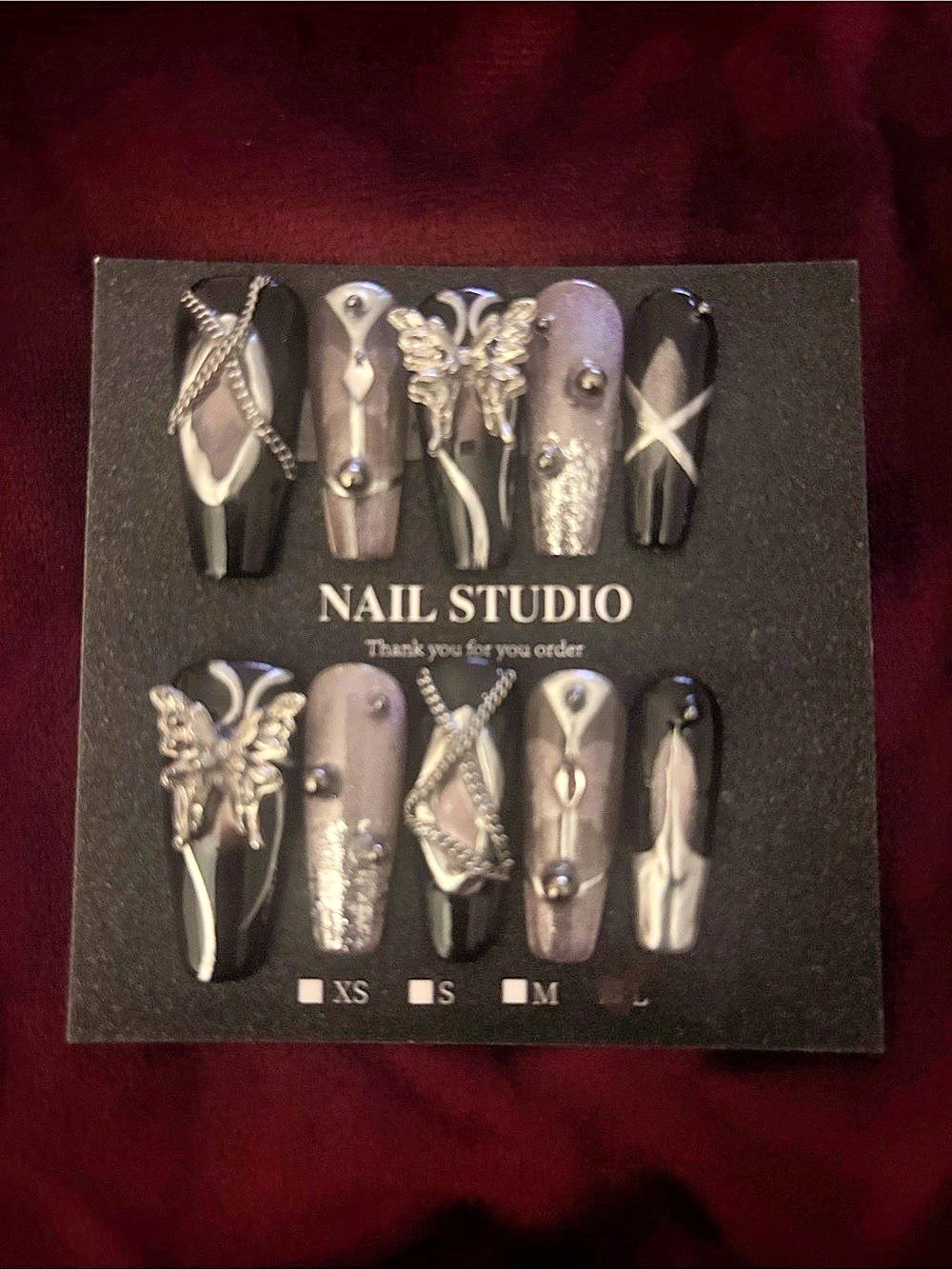 Black & Silver Press-On Nails